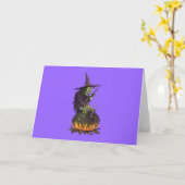 Halloween Hexe Karte (Gelbe Blume)