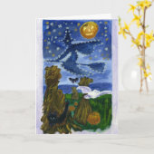 Halloween-Hexe Karte (Gelbe Blume)