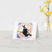 Halloween Hexe Karte (Gelbe Blume)