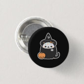 Halloween-Hexe-Katze Button (Vorne & Hinten)