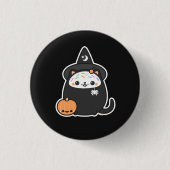 Halloween-Hexe-Katze Button (Vorderseite)