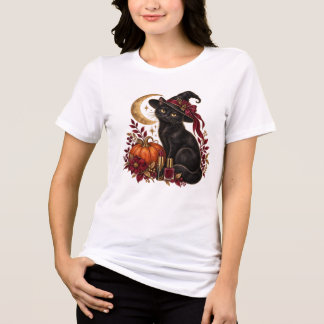 Halloween-Hexe-Katze- und Kürbis-Schönheits-T-Shir Tri-Blend Shirt
