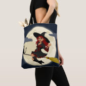 Halloween Hexe, Katze und Mond Tasche (Von Nahem)