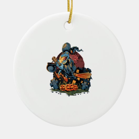 Halloween-Hexe Keramik Ornament (Vorne)