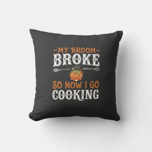 Halloween Hexe Koch Besen Zerbrochen Design_1 Kissen