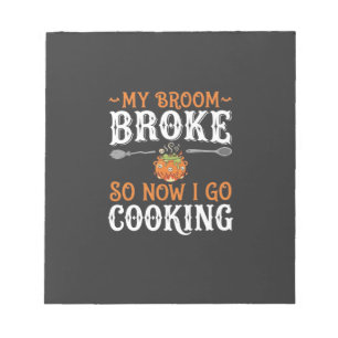 Halloween Hexe Koch Besen Zerbrochen Design_1 Notizblock