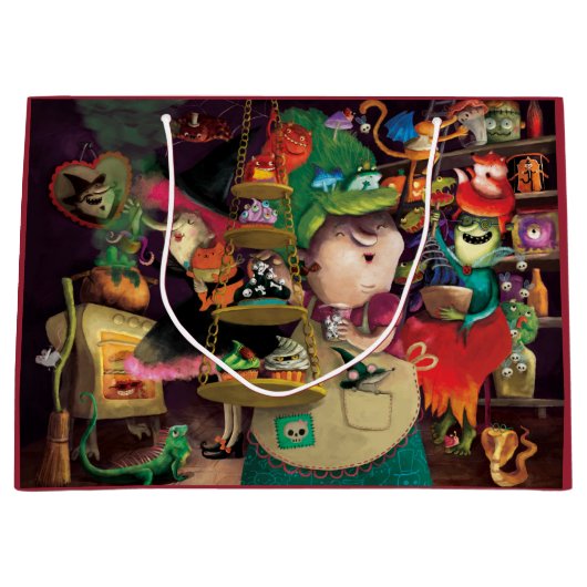 Halloween-Hexe-Küche Große Geschenktüte (Vorderseite)