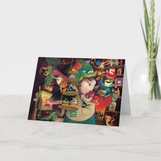 Halloween-Hexe-Küche Karte (Vorderseite)