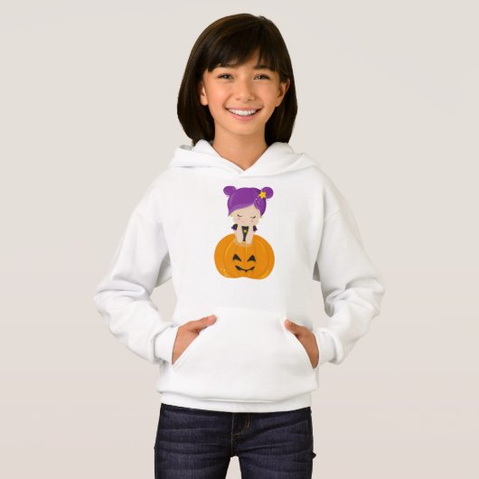 Halloween, Hexe, Kürbis, Boo, Trick oder Trete Hoodie (Vorne ganz)