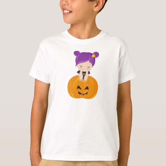 Halloween, Hexe, Kürbis, Boo, Trick oder Trete T-Shirt (Vorderseite)