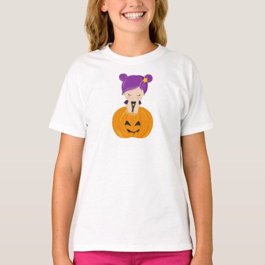 Halloween, Hexe, Kürbis, Boo, Trick oder Trete T-Shirt (Vorderseite)