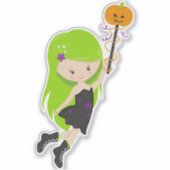 Halloween, Hexe, Kürbis, Trick oder Treat, Boo Aufkleber (Vorderseite)