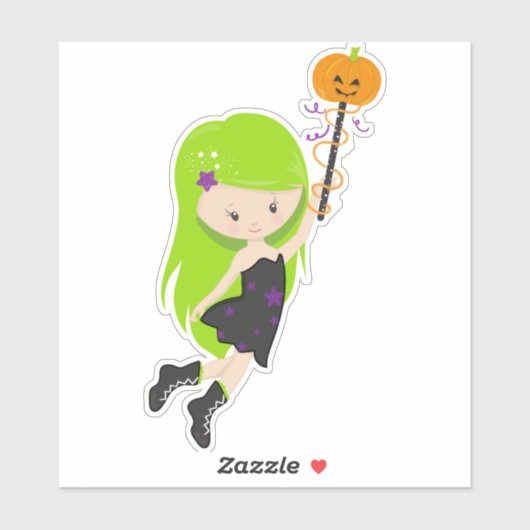 Halloween, Hexe, Kürbis, Trick oder Treat, Boo Aufkleber (Blatt)