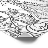 Halloween-Hexe, Kürbis und Katzenfärbungsseite Poster (Ecke)