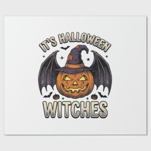 Halloween-Hexe-Kürbis-Vintage-Fledermaus-Shirt_1 Geschenkpapier