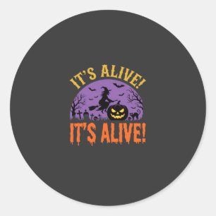 Halloween Hexe Kürbisjack Es lebt Runder Aufkleber