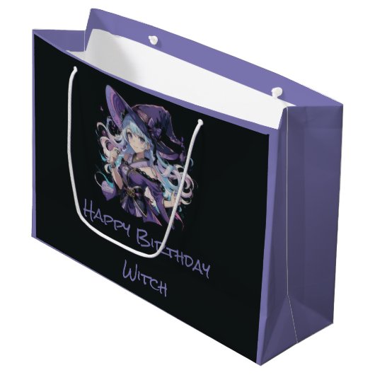 Halloween/Hexe/lila Große Geschenktüte (Vorderseite Schrägansicht)