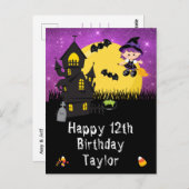Halloween Hexe Lila Happy Geburtstag Postkarte (Vorne/Hinten)