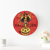 Halloween-Hexe-Mädchen (Vintag) Große Wanduhr (Zuhause)