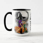 Halloween Hexe mit Black Cat-Tasse Tasse (Links)