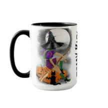 Halloween Hexe mit Black Cat-Tasse