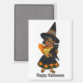 Halloween Hexe mit Cat Magnet (Vorderseite/Rückseite)