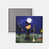 Halloween Hexe mit Cauldron Magnet (Vorderseite/Rückseite)