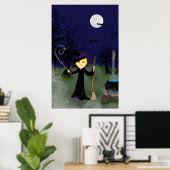 Halloween Hexe mit Cauldron Print Poster (Heimbüro)