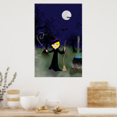 Halloween Hexe mit Cauldron Print Poster (Küche)
