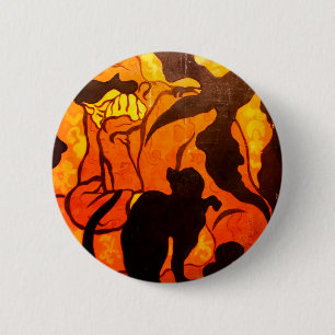 Halloween Hexe mit einem Black Cat Button