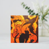 Halloween Hexe mit einer Black Cat Card (Stehend Vorderseite)