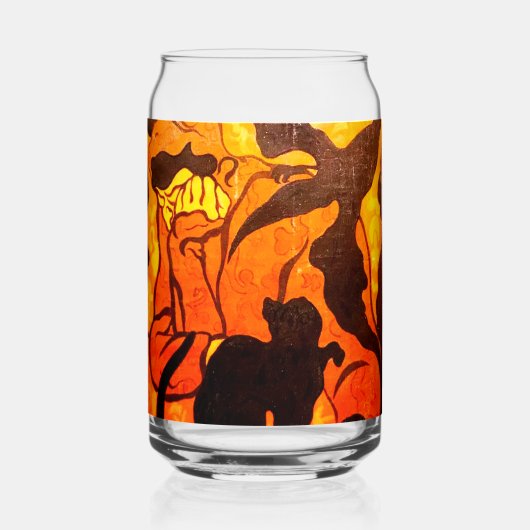 Halloween Hexe mit einer schwarzen Katze Dosenglas (Vorderseite)