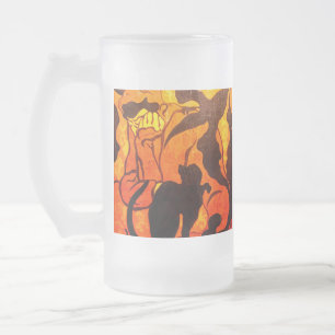 Halloween Hexe mit einer schwarzen Katze Mattglas Bierglas