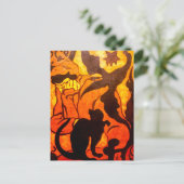 Halloween Hexe mit einer schwarzen Katze Postkarte (Stehend Vorderseite)