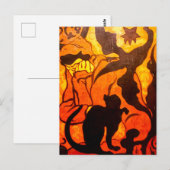 Halloween Hexe mit einer schwarzen Katze Postkarte (Vorne/Hinten)