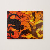 Halloween Hexe mit einer schwarzen Katze Puzzle (Horizontal)