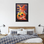 Halloween Hexe mit Funny Pumpkin Leinwanddruck (Insitu (Schlafzimmer))