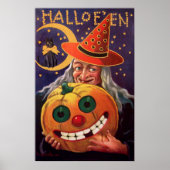 Halloween Hexe mit Funny Pumpkin Poster (Vorne)
