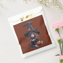 Halloween-Hexe mit Kürbis - Geschenktütchen