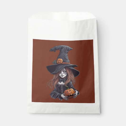 Halloween-Hexe mit Kürbis - Geschenktütchen (Vorderseite)