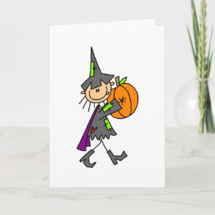 Halloween Hexe mit Kürbis Karte
