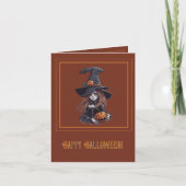Halloween-Hexe mit Kürbis -  Karte (Vorderseite)