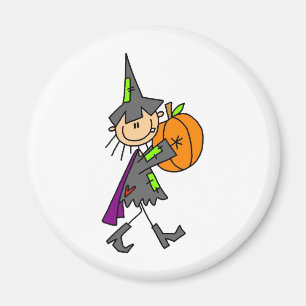Halloween Hexe mit Kürbis Magnet