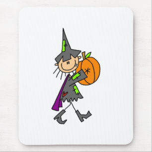 Halloween Hexe mit Kürbis Mousepad
