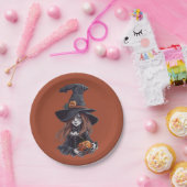 Halloween-Hexe mit Kürbis -  Pappteller (Party)