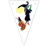 Halloween Hexe mit Kürbis und Schwarze Katze Wimpelkette (Zweite Fahne)