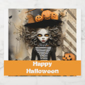 Halloween-Hexe mit Kürbissen Bierflaschenetikett (Einzelnes Label)