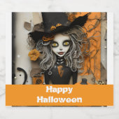 Halloween-Hexe mit Kürbissen Bierflaschenetikett (Einzelnes Label)