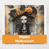 Halloween-Hexe mit Kürbissen Bierflaschenetikett (Einzelnes Label)