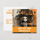 Halloween-Hexe mit Kürbissen Einladung (Vorne/Hinten)